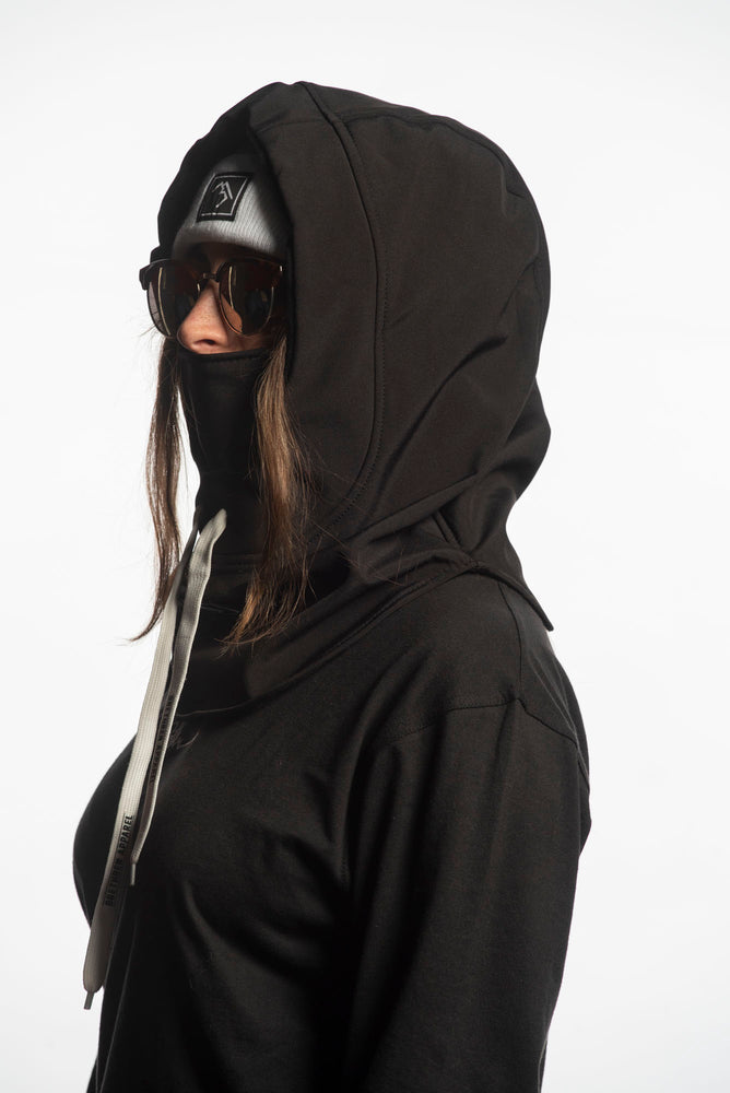 black waterproof riding hood