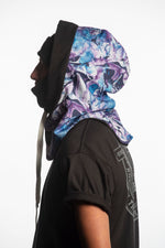 purple snowboarding hood