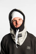 grey snowboarding hood