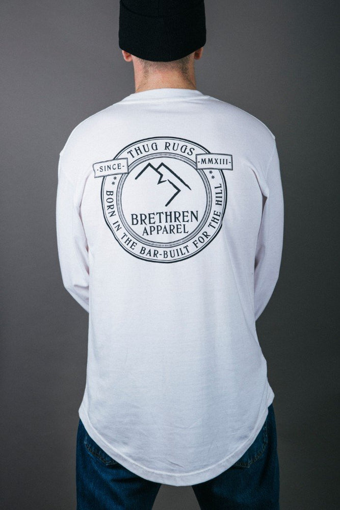 
                  
                    Load image into Gallery viewer, Plaque Longsleeve Tee - White - brethrenapparel
                  
                